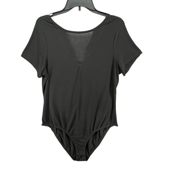 torrid Tops - Torrid Bodysuit Womens 1X Black Short Sleeve Mesh Sheer Inset Stretch Modern NEW